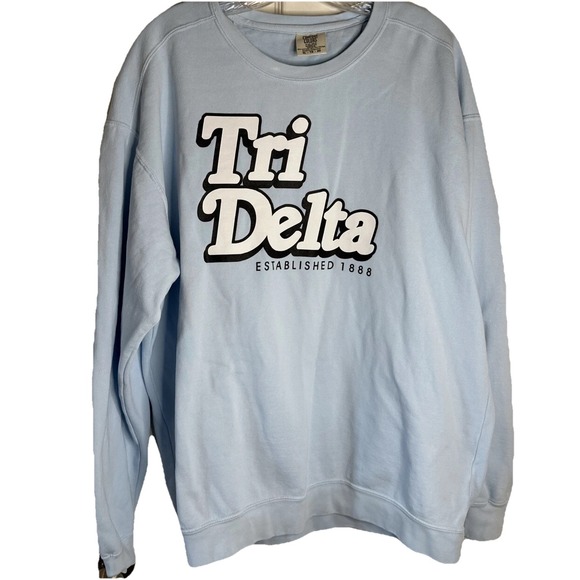 Comfort Colors Tops - Comfort Colors Tri Delta Sweatshirt Pastel Blue Greek Sorority XL